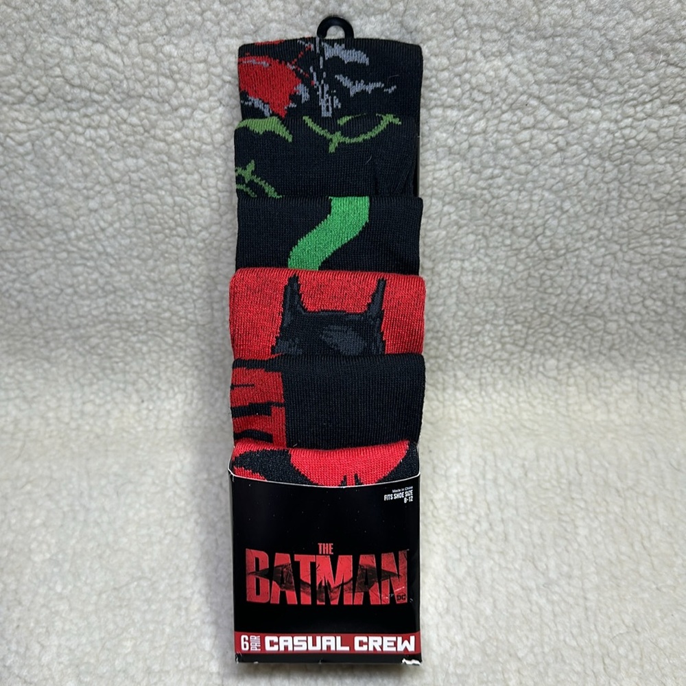 NWT The Batman 6 Pair Casual Crew Socks